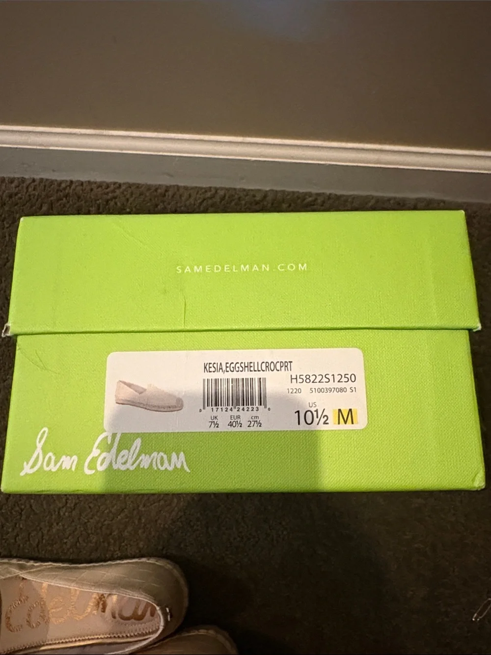 Sam Edelman Cream Croc-Embossed Espadrille Slip-Ons